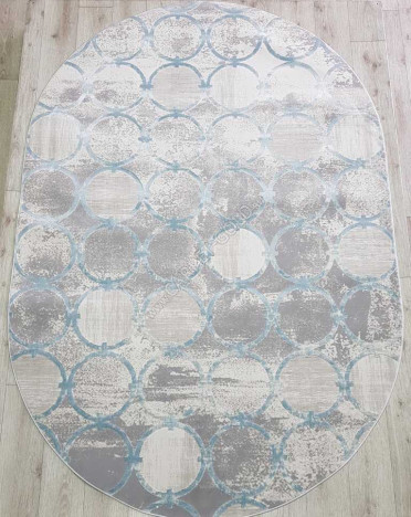 Ковер турецкий 36444B Amatis Reis овальный (Акрил, серый, голубой)
