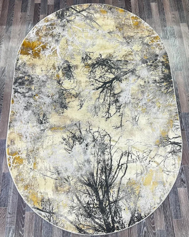 Ковер турецкий AA630A Lisa (Полиэстер, желтый, серый) овальный