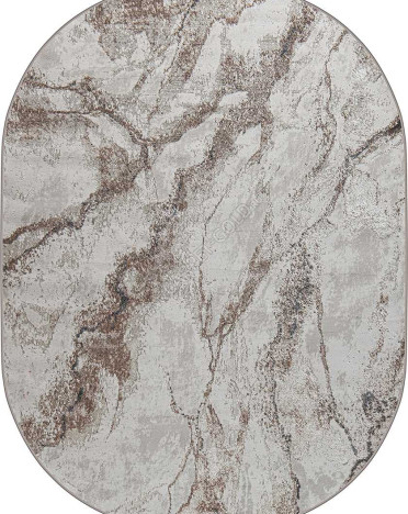 Ковер турецкий овальный 38552A Eliza (полиэстер хит сет, бежевый, серый)