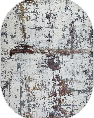 Ковер турецкий 37379A Regnum овальный (Полипропилен, серый, терракотовый)