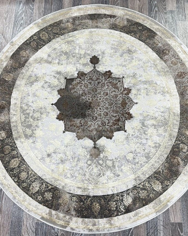 Ковер турецкий круглый AA610A Lisa (Полиэстер, бежевый, серый) круглый