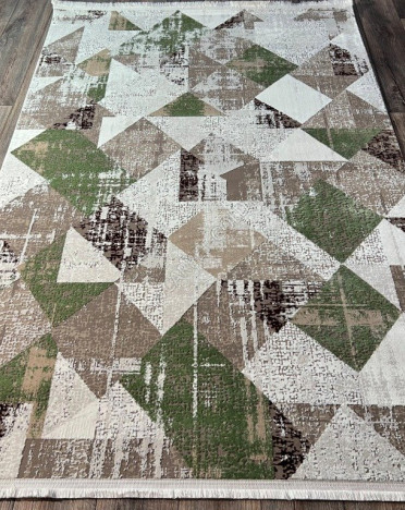 Турецкий ковер Atlantik Hali Deco 10128A (Полиэстер, бежевый, зеленый)