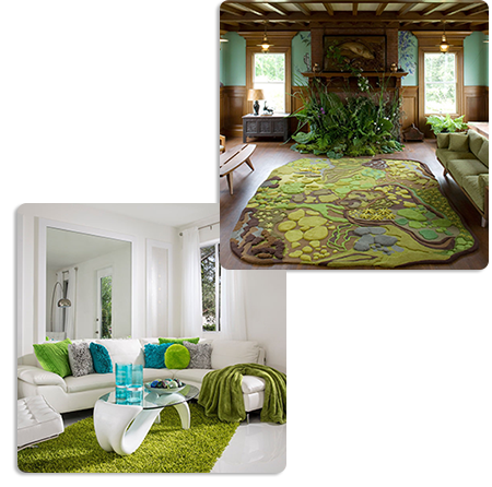 Зеленые ковры в интерьере